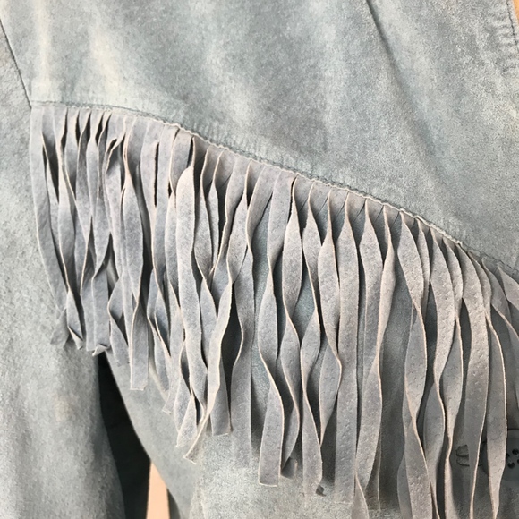 Vintage light blue suede fringe jacket - Picture 2 of 6
